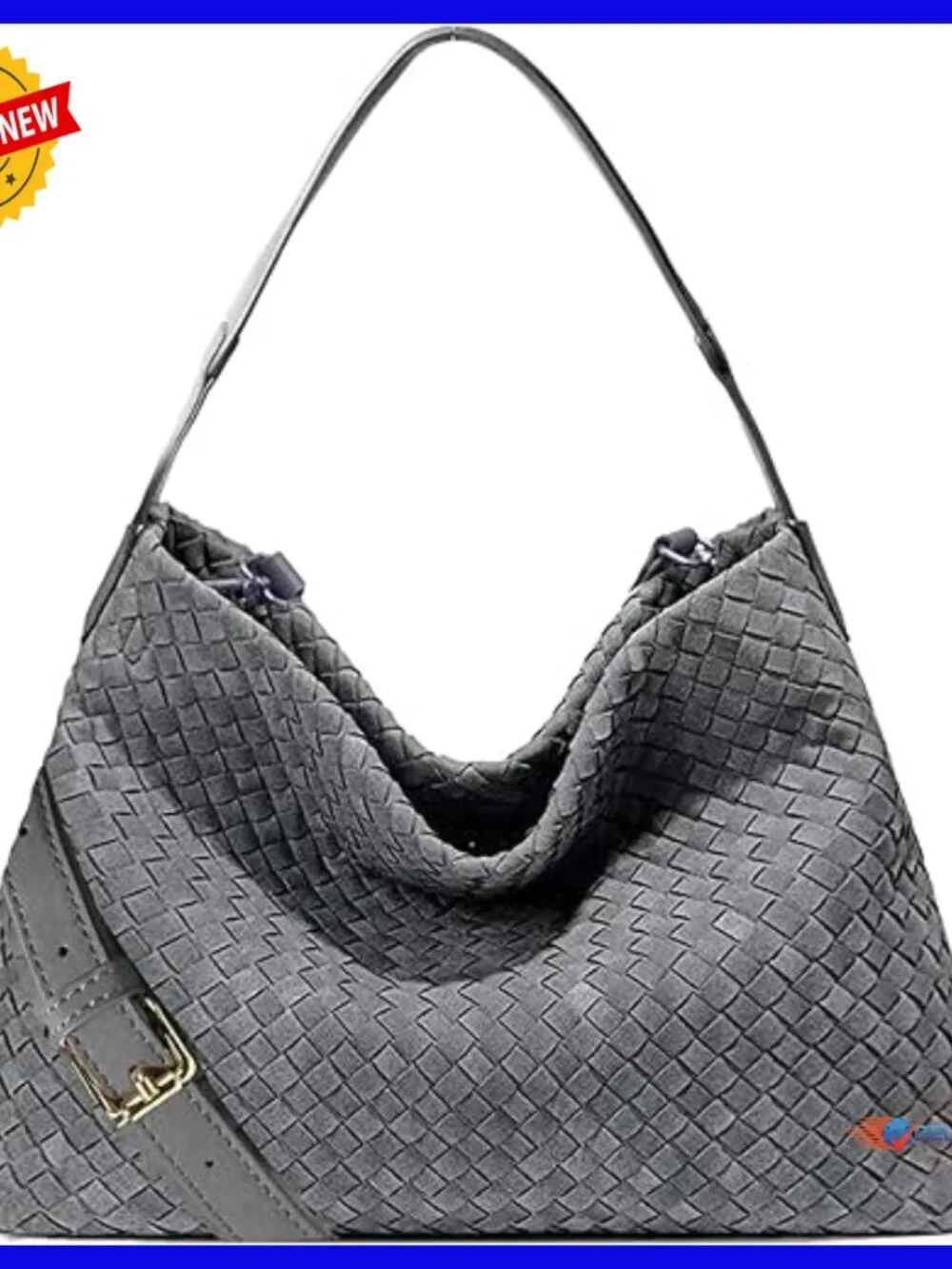 Vegan Leather Woven Tote with Clutch, Adjustable Strap, Large Capacity